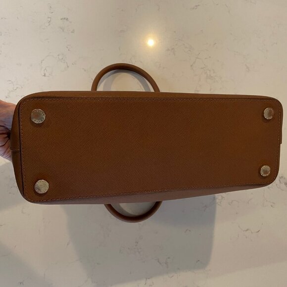 Michael Kors Lg Savannah Saffiano Leather Satchel Handbag Chestnut Brown Sz OS - Picture 10 of 13